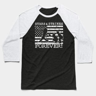 Baseball Pitcher Stars and Strikes American Flag Grunge Pitching Classic Baseball T-Shirt
